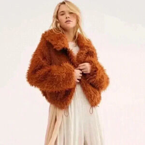 Free People Zuri Teddy Fuzzy Faux Fur Parka Coat Jacket